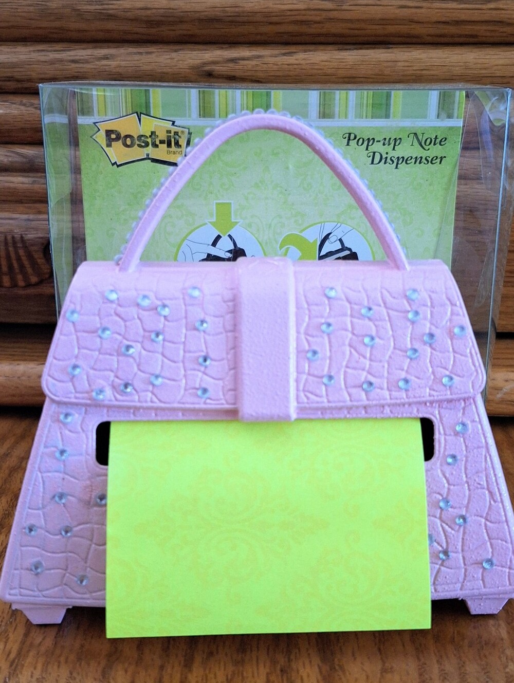 Post-it Pop-Up Note Dispenser Purse Pink Rhinstone  3x3